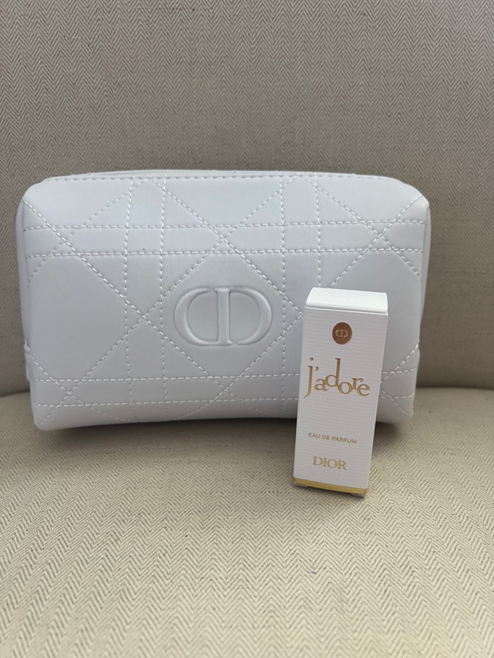 Christian Dior White Cosmetic Pouch & Jadore Parfum